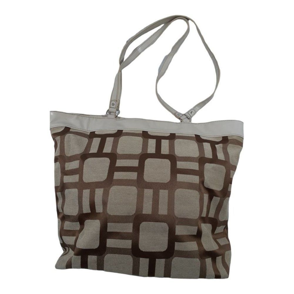 Large Square Geometric Tan & Brown Purse by Nine West